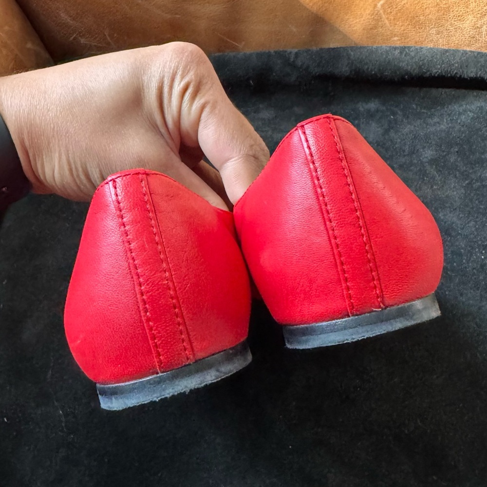 COS Pleated red Leather Mary-Jane ballet flat shoes - Picture 14 of 17